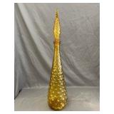 Amber Glass Embossed Genie Bottle Decanter