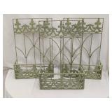 (3)pc Green Iron Garden Wall Shelves