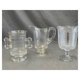 Glass Spooner, Creamer & Goblet