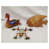 Wooden Fish, Frog Wall Hanger, Wood Duck