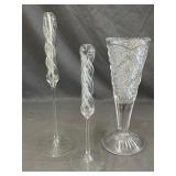 2 Refillable Glass Oil Candle Holders & Vase