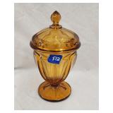 Vintage Amber Glass Pedestal Candy Dish 11'H