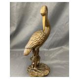 Heron/Crane/Egret on One Leg Brass Sculpture