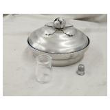 Vintage Hand Forged Lidded Dish, Thimble, Jar