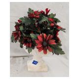 Plaster Urn w/ Artificial Flowers