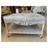 White Wicker Two-Tier Coffee Table