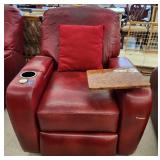 Red Leather Theater Recliner w/Removable Table35'W