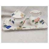 Mikasa Fruit Panorama Creamer, Sugar Set, Tray
