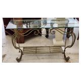 Vintage Iron and Glass Console/Sofa Table