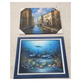 Signed Ocean Painting & French Theme Print