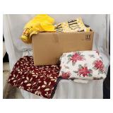 Box of Bedding, Towels, Rugs