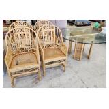 (5)pc Vintage Rattan Bamboo Dining Set