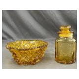Amber Glass Candy Dish & Wheaton Sunflower Jar
