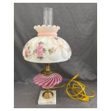 Unsigned Fenton Cranberry Swirl Art Glass Lamp