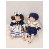 Pair 'Rose Collection' Porcelain Dolls