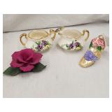 Cream & Sugar Set/Capodimonte Flower/Radko