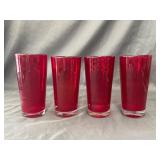 Red Glass Tumblers- Set of 4