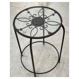 25' Tall  Wrought-Iron Round  Side Table Glass Top