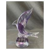 Neodymium Art Glass Dolphin Paperweight