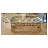 Vintage Unmarked Henry Link Wicker Coffee Table