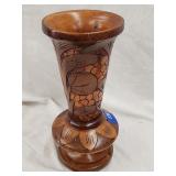 Vintage Hand Carved Wood Vase 12'H