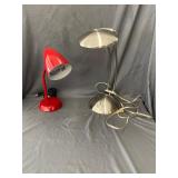 Red Gooseneck & Steel Desk Lamps
