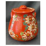 Orange Hand Painted Ceramic Cookie Jar