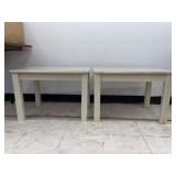 2 - Cream Side Tables with Metallic Trim