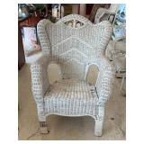 White Wicker Wingback Chair