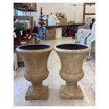 Pair of Fiberglass Planters- 15.25-in W x 26-in H