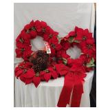 (3)Wreaths, (2)Bows, Bag of Decor Pine Cones