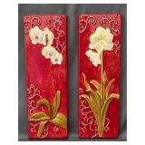 3D White Orchid & Lily Ceramic Plaque