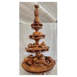 Vintage Wood Monkey Pod 3 Tier Lazy Susan 36'H