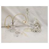 Glass Epergne, Candle Stick Holder, Angel