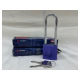 (3) ABUS Extended Keyed Padlock: Purple