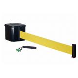 Wall Mounted Retractable Belt Barrier:Yellow, 25ft