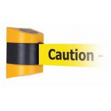 (4) Barrier Posts with Belts & Yellow Label Stock