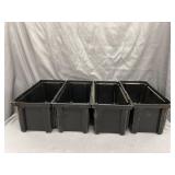 Black Plastic Storage Bins: 6x12x5.75- Set of 4
