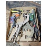 Tool assortment, pliers, file, wrench, misc