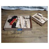 Model train and cars, train whistles, homemade toy