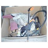 Ratchet strap, saw blades, sanding belts, misc
