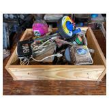 Wood Box with Tools, Hardware, etc.