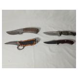 4 Fixed blade knives, 3.25' to 4.5' blade lengths