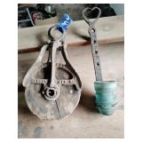 Hudson cast iron and wood pulley, with