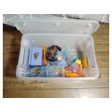Tote of toys has lid