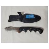 Hand forged Damascus pattern knife with sheath