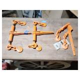 3 Chain binders, 1 lever, 2 ratchet style, for