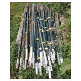 Metal T-post assortment, approximately 34 posts,