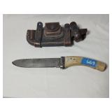 Hand forged fixed blade knife with sheath 6.5'