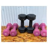 Swiftfit 3lb. & 2 Pair Pink 5lb. Dumbbells